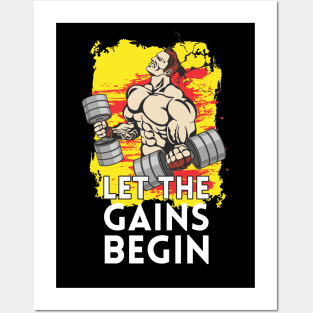 Let the gains begin - Crazy gains - Nothing beats the feeling of power that weightlifting, powerlifting and strength training it gives us! A beautiful vintage design representing body positivity! Posters and Art